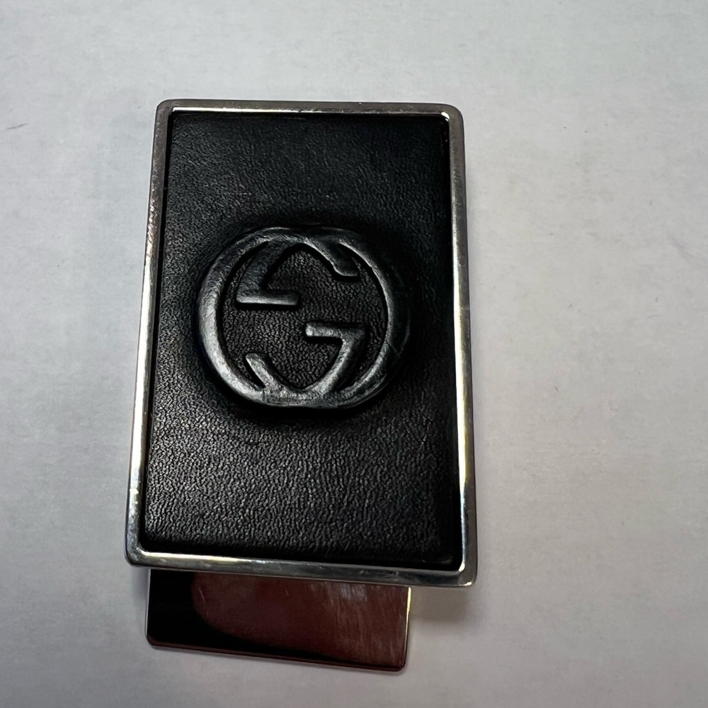 GUCCI Interlocking GG Black Silver Tone Money‎ Clip